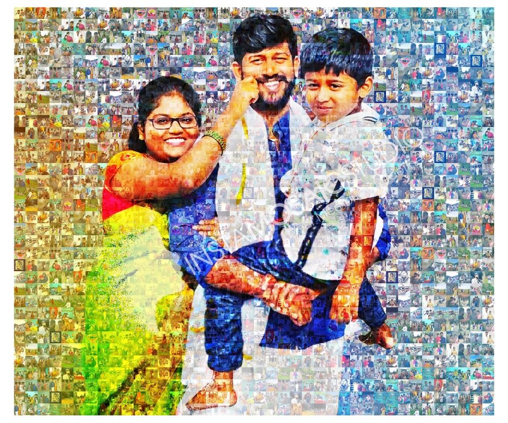 Personalized Mosaic of a Family With Kid