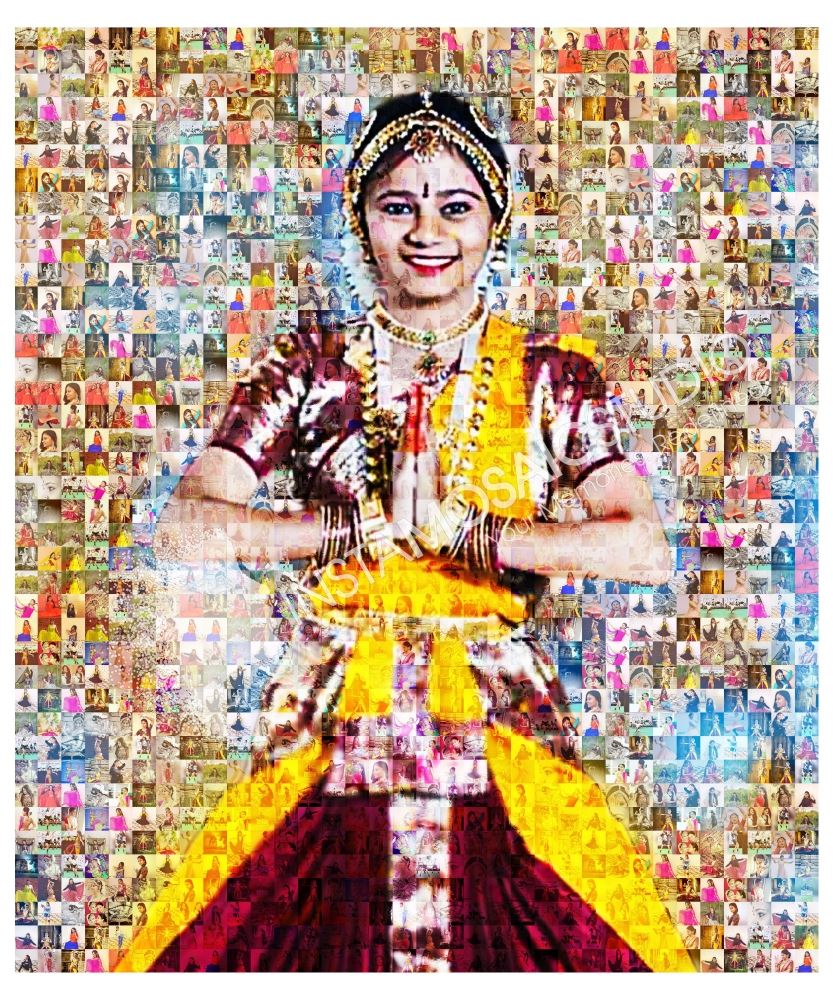 Vibrant Photo Mosaic of Girl in Traditional Attire