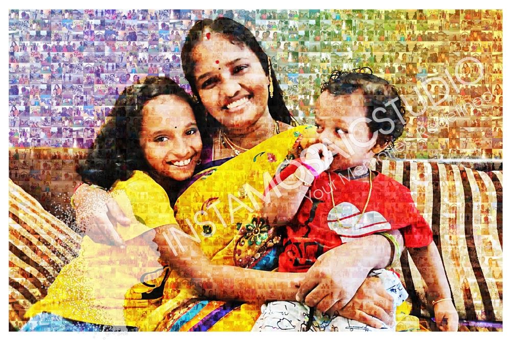 Personalized Photo Mosaic of Mother With Kids